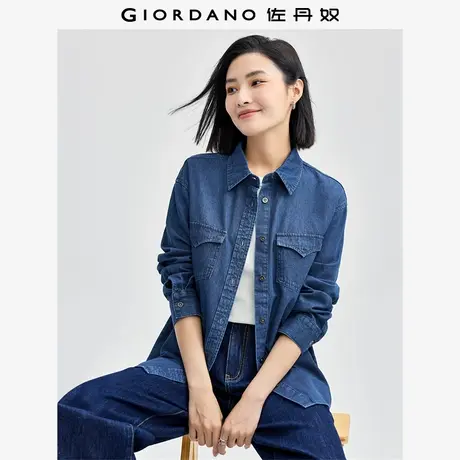 佐丹奴衬衫女装纯棉牛仔双口袋长袖牛仔衬衫 13344854商品大图