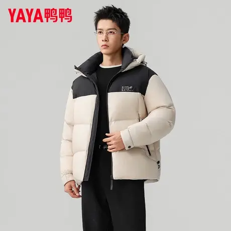 鸭鸭羽绒服男秋冬休闲时尚百搭拼色加厚保暖轻量连帽户外面包服QZ商品大图