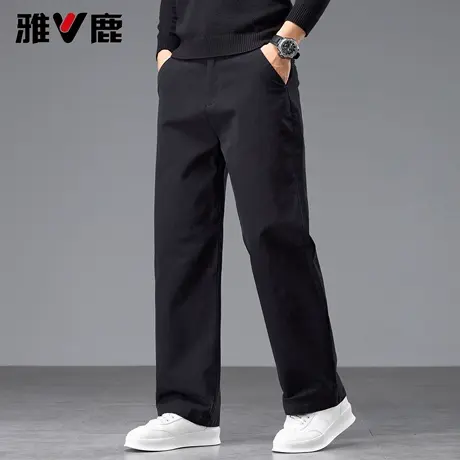 雅鹿纯色基础款休闲裤2026春季新款男青年时尚百搭透气高级感长裤图片