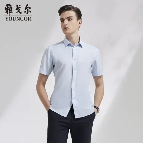 【凉感衬衫】D系雅戈尔衬衫夏季商务100支DP免烫格纹短袖衬衫商品大图