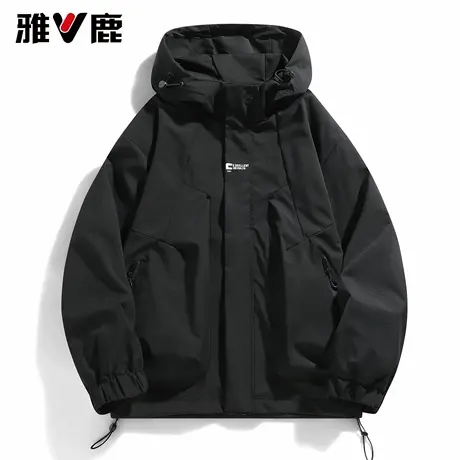 雅鹿连帽休闲冲锋夹克男2026春夏季新款青年时尚宽松潮牌户外外套商品大图