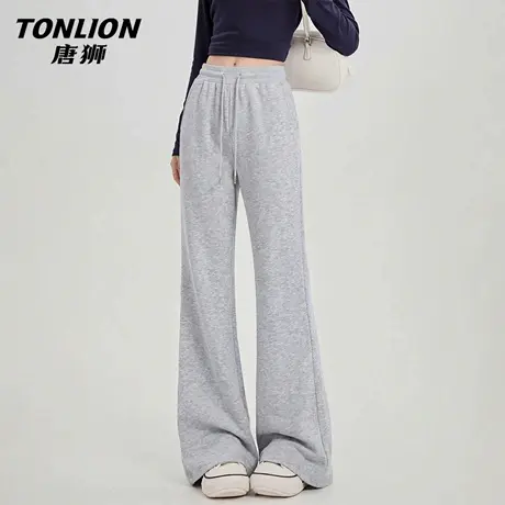 唐狮官方高腰卫裤女2026新款春季美式运动阔腿微喇裤显瘦休闲裤VC图片