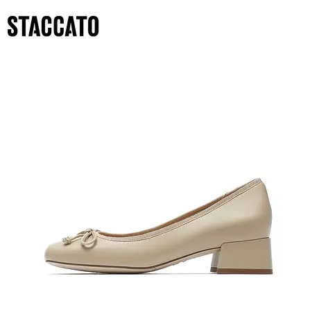 [定制小码32/大码42胖瘦脚]思加图法式粗跟单鞋女EGI11CQ3A图片