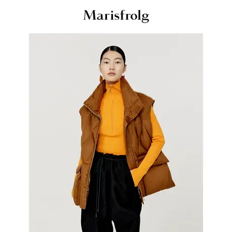 【半拉链针织衫】玛丝菲尔冬亮橘色半拉链针织套头针织衫商品大图