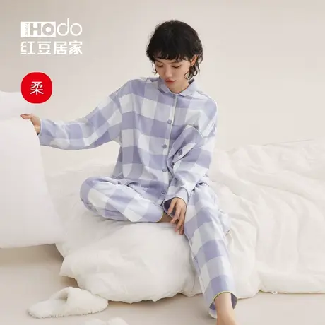 【柔柔棉】纯棉睡衣女士春秋款红豆磨毛长袖宽松超柔软家居服套装商品大图