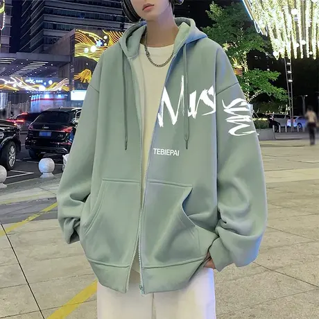连帽卫衣男春秋季2025新款外套ins潮牌美式宽松青少年拉链开衫男商品大图