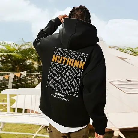 Nuthink欧美420g重磅连帽卫衣男潮高街加绒加厚宽松情侣外套春季商品大图