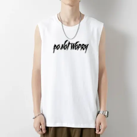 纯棉背心男潮夏季外穿坎肩跨栏篮球健身白色汗衫运动宽肩无袖t恤商品大图