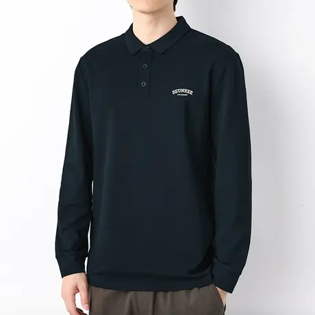 珠地棉翻领polo衫长袖t恤男2024秋季新款带领打底衫保罗有领秋衣图片