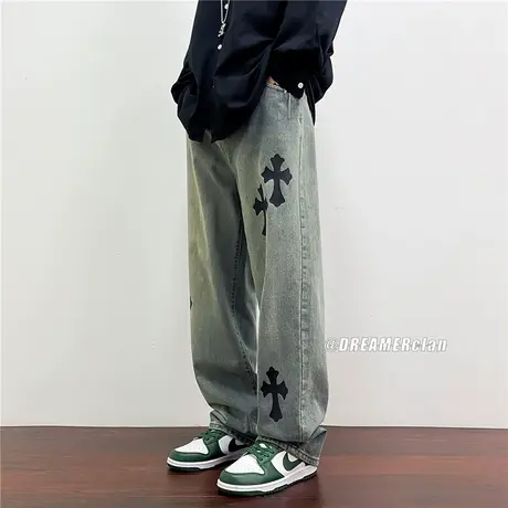 春秋季宽松牛仔裤男潮牌2024新款百搭直筒休闲裤ins潮流拖地长裤商品大图
