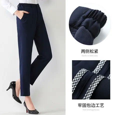 夏季新款高腰九分西装裤女休闲黑色直筒显瘦垂感大码职业工装西裤商品大图