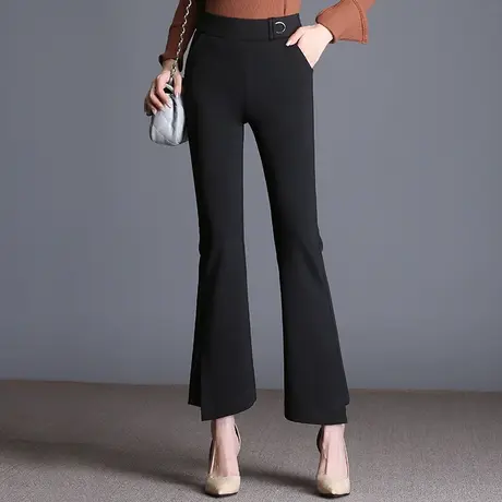 小个子九分微喇叭裤女春秋2023新款显瘦高腰通勤职业裤时尚休闲裤商品大图