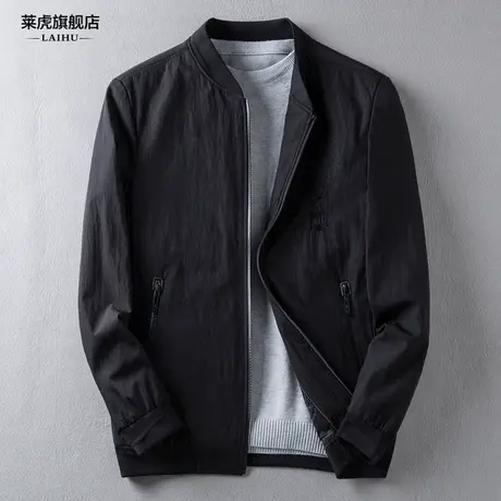 2019春秋季时尚帅气刺绣休闲夹克男士青年免烫黑色棒球服男装外套商品大图