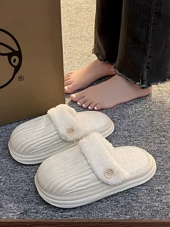 可拆卸棉拖鞋女款2023秋冬季新款防滑防水居家室内加绒孕妇月子鞋商品大图