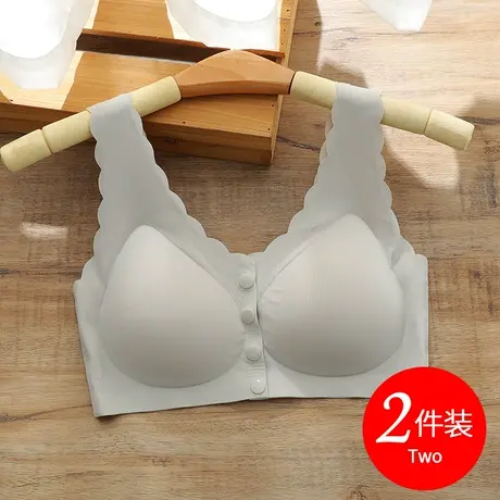 中老年妈妈内衣女士文胸收副乳小胸罩无钢圈薄款无痕背心式前开扣商品大图
