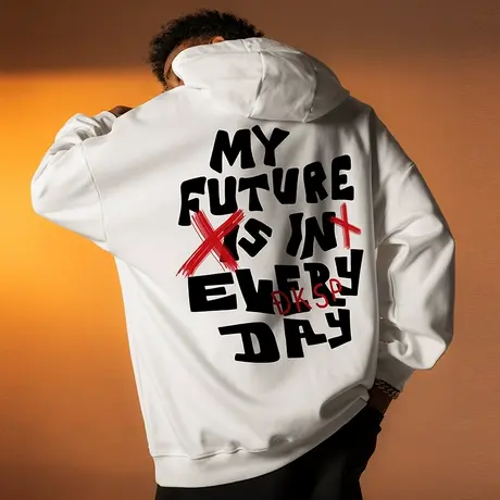 Nuthink美式加绒加厚连帽卫衣男国潮宽松大码保暖春季上衣男款潮图片