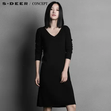 S·DEER＼CONCEPT【新品】圣迪奥简约修身纯色针织连衣裙5383523图片