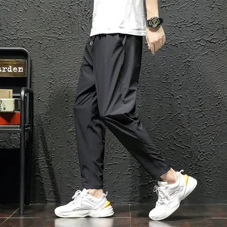 空调裤男士裤子夏季超薄款冰丝透气休闲长裤速干运动裤束脚九分裤商品大图