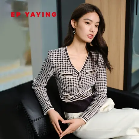 [匠心褶艺]EP雅莹国风 印花瘦瘦衫修身针织衫 2024春装新品5508A商品大图