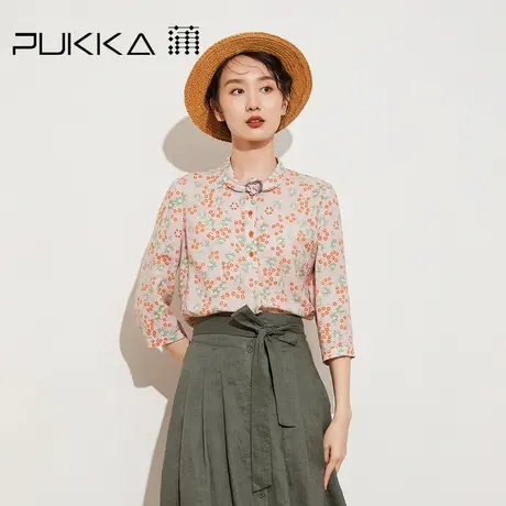 蒲PUKKA 商场同款女装印花衬衫新款宽松设计感小众碎花衬衣图片