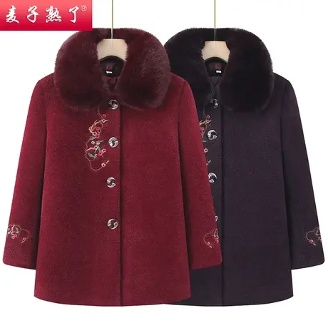 2023冬季新款奶奶装本命年夹棉加厚保暖棉服外套气质中老年人女装商品大图