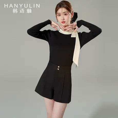 韩语琳针织衫女设计感小众上衣2024新款高级感别致黑色内搭春季商品大图