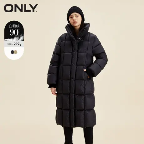 【甄选专享】ONLY奥莱通勤风90白鸭绒中长款宽松羽绒服女12商品大图