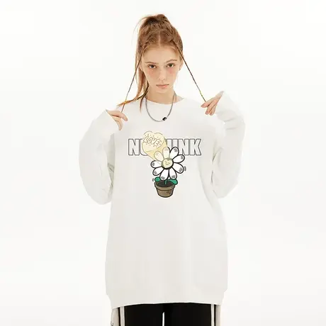 Nuthink宽松潮流加肥加大可爱花卉卫衣男潮牌大码男款上衣潮冬季商品大图