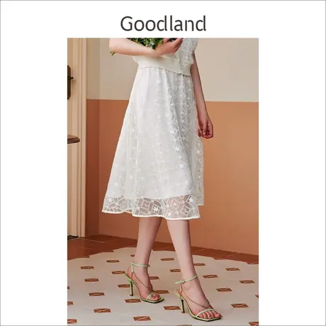 【南国花园】Goodland美地女装2023夏季字母绣花刺绣亮片半身裙图片