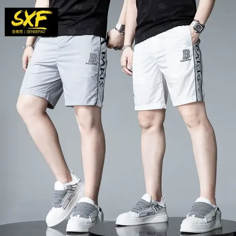 SXF圣希梵男士夏季裤子 速干薄款沙滩裤印花运动中裤潮流五分裤男商品大图
