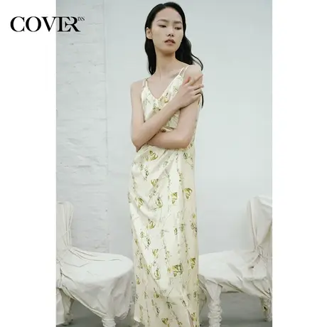 COVER2023春季吊带拉毛工艺绒感连衣裙图片