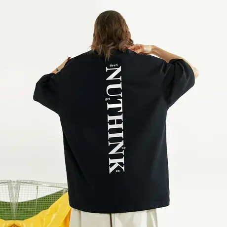 Nuthink欧美潮流字母短袖T恤男潮中性风高街大码宽松oversize半袖商品大图