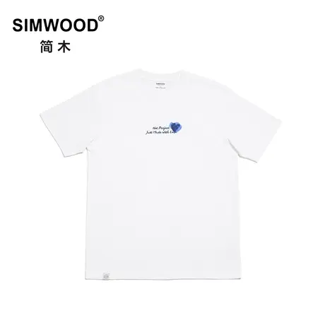 Simwood简木男装【宽松版型】280g重磅胸前爱心印花圆领短袖T恤男商品大图