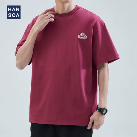 hansca 280g重磅短袖t恤男宽松大码美式复古青少年休闲潮流打底衫商品大图