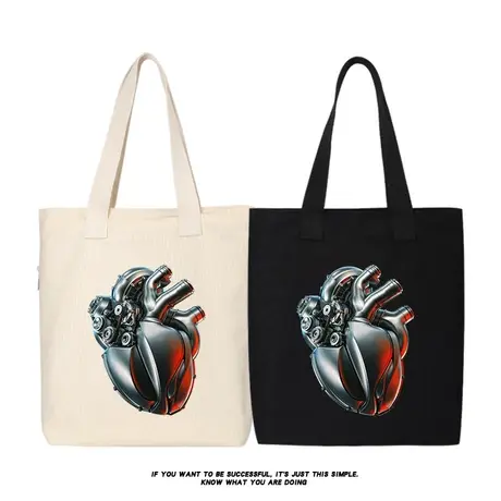 秀洛机械心脏帆布包拉链饭盒袋手提袋手拎包上班族手提环保购物袋商品大图