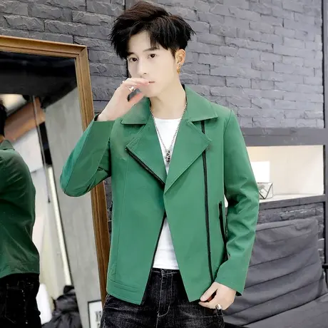 男士潮牌翻领夹克韩版青年短款风衣外套帅气2023春季新款男装上衣商品大图