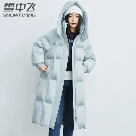 雪中飞羽绒服女士长款2023新款冬季连帽显瘦宽松过膝保暖休闲外套商品大图