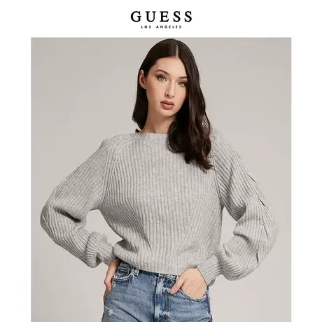 GUESS秋季女士纯色极简时尚舒适灯笼袖针织含羊毛衫-W1BR46Z2WJ0图片
