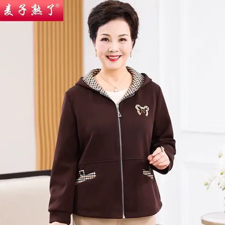 老年人外套女秋装洋气连帽夹克中老年妈妈春秋季短款拉链婆婆衣服商品大图