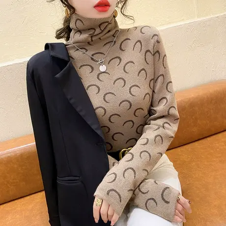 2023秋冬新款高领打底衫女毛衣女修身套头紧身内搭长袖针织上衣女商品大图