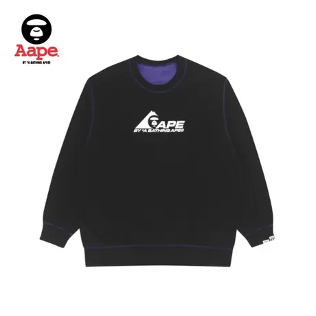Aape旗舰店男装秋冬猿颜字母印花潮流撞色圆领加绒卫衣3808XXH商品大图