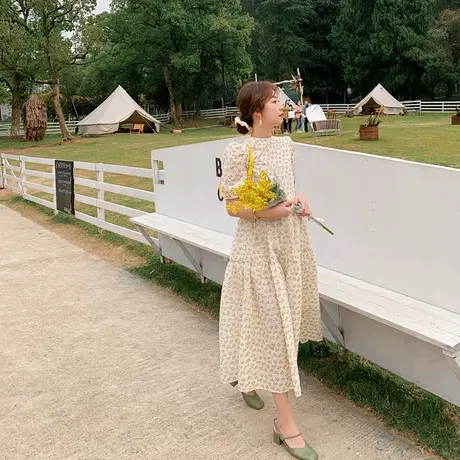 【夏装秒】孕妇连衣裙夏季宽松大码长裙子潮辣妈个性小清新碎花图片