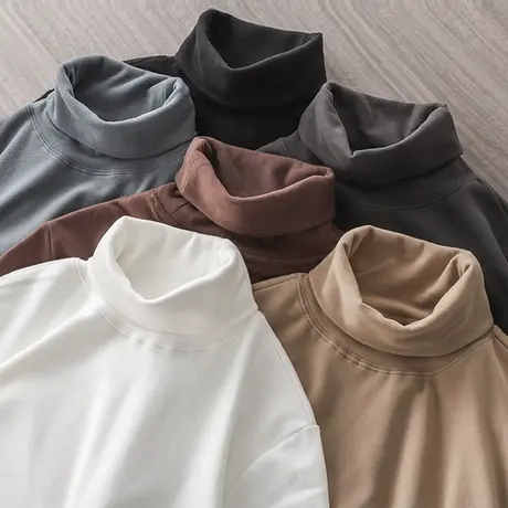 韩系ins高领打底衫女秋冬修身显瘦德绒保暖内搭上衣磨毛长袖t恤潮商品大图