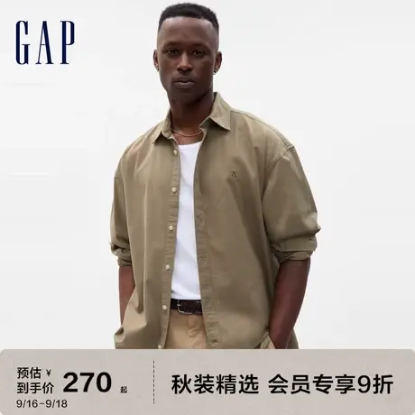 Gap男女装秋季2023新款牛津廓形宽松长袖衬衫744840情侣休闲上衣图片