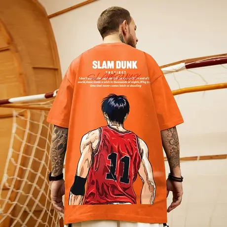 日系潮牌宽松T恤胖子短袖男生加肥加大纯棉美式重磅大码男装夏季商品大图