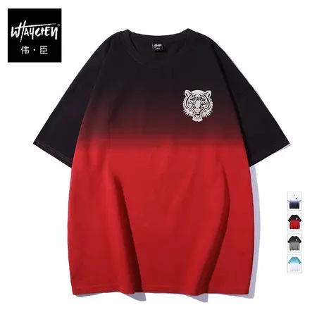 伟臣潮牌大码男装夏季纯棉吊染重工短袖T恤胖子加肥加大肥佬体恤商品大图