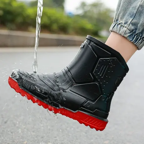 雨鞋男款时尚钓鱼水鞋厨房防滑鞋劳保胶鞋高筒雨靴户外防水鞋男士商品大图