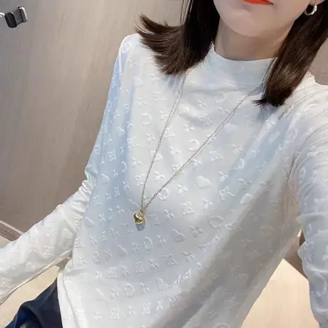 大码春秋款胖mm内搭德绒长袖打底衫t恤女遮肉小众韩版上衣服200斤商品大图