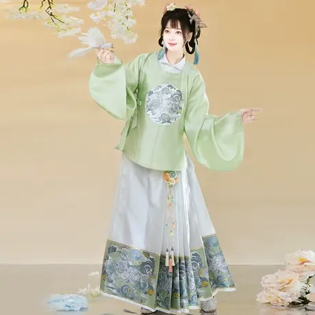 【如梦霓裳丨青璃】原创明制汉服女装圆领袍马面裙妆花织金春秋款图片
