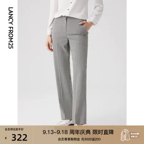 朗姿商场同款法式商务通勤银灰色格纹裤子春秋季职业正装西装裤女商品大图